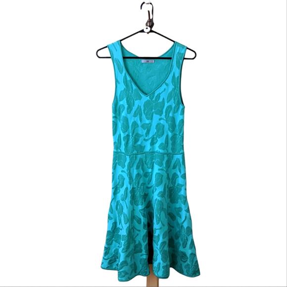 Zac Zac Posen Turquoise Fit and Flare Floral Cottage Swing Garden Dress - Picture 1 of 4